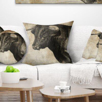 Made in Canada - East Urban Home Animal Spanish Bull Sketch Pillow