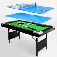 Holaki 5.5' 3-In-1 Folding Billiard/Pool Table Includes Billiards, Table Tennis & Dining Table