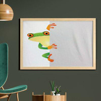 East Urban Home Ambesonne Reptile Wall Art With Frame, Funky Frog Prince Big Eyes On Wall Camouflage Reptiles Theme, Pri