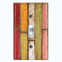 WorldAcc Metal Light Switch Plate Outlet Cover (Colorful Fence - Single Toggle)