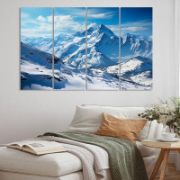 Design Art French Snowy Peaks In The Alps II - Landscapes Metal Wall Art Set