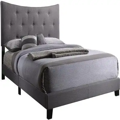 Red Barrel Studio Contemporary, Casual Style , Queen Bed In Grey Fabric, Box Spring Required