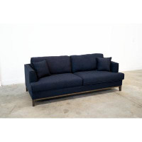 Ebern Designs Bailee Navy Linen Sofa