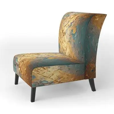 Ivy Bronx Exquisite Evening Glow Vintage Gold On Teal I - Upholstered Modern Accent Chair