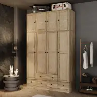 Beachcrest Home Rustic Style Wardrobe With Top Cabinet