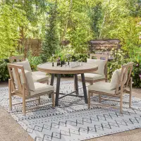 greemotion Laissely 5-Piece Outdoor Chess And Poker Table With Matching Lounge Chairs
