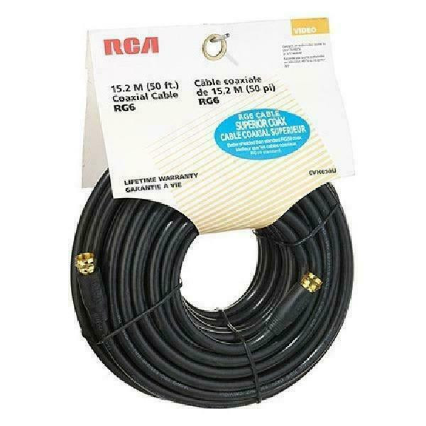 RCA 50' RG6 Coaxial Cable (Black) - CVH650U in Video & TV Accessories in Québec - Image 3
