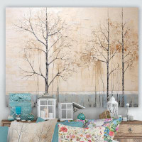 Design Art Harmonous Beige Tree Art IV - Tree Canvas Wall Art Prints