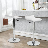 Wenty Bar Stools Set Of 2, Counter Bar Stools With Swivel Bar And Adjustable Height, Modern PVC Barstools Bar Chairs - W