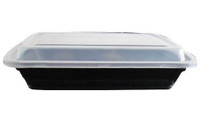 Black 16 oz. 7 x 5'' X 1.5'' Rectangular Microwaveable Take Out Container with Lid 50/CS