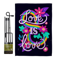 Breeze Decor Love Is Garden Flag Set Pride Support 13 X18.5 Inches Double-Sided Decorative House Decoration Yard Banner