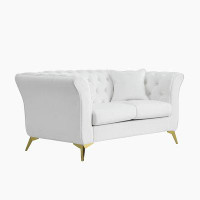 Rosdorf Park Kourtlynn sofa,Tufted and Wrinkled fabric sofa with scroll arm and scroll back