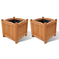 Wildon Home® Set Of 2 Wooden Raised Beds - 11.8" X 11.8" X 11.8" Garden Planters
