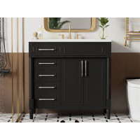 Winston Porter 36"W Freestanding Bathroom Vanities with Resin Sink and Storage Drawers