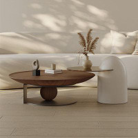 Orren Ellis Light luxury living room home high-end creative round coffee table combination.