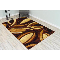 Ivy Bronx Mccampbell Abstract Chocolate/Beige Area Rug