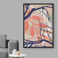 IDEA4WALL EVA32-IDEA4WALL Framed Canvas Print Wall Art Tree Branches With Forest Leaf Background Floral Plants Illustrat