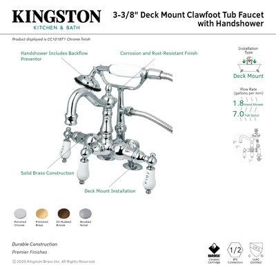 Kingston Brass Vintage Clawfoot Tub Faucet with Labelled Hot and Cold Levers in Hot Tubs & Pools