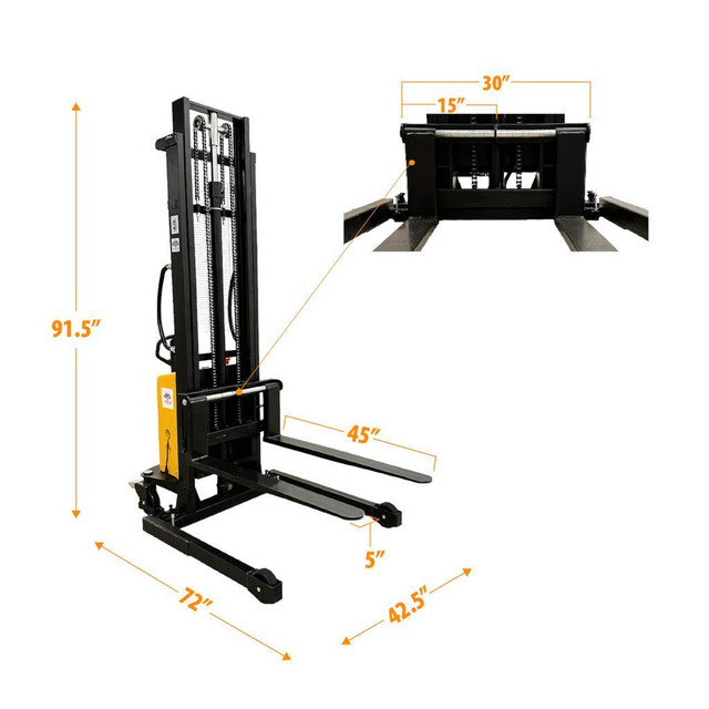 HOC EMS1035W SEMI ELECTRIC WIDE LEG STACKER 1000 KG (2204 LBS) 138 CAPACITY + 3 YEAR WARRANTY + FREE SHIPPING in Other - Image 2