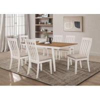Winston Porter 7-piece Dining Table Set in Brown and White