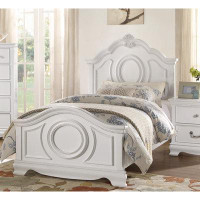 buthreing Classic White Finish Panel Bed Traditional Style Full Size Bed Bedroom Furniture Wooden