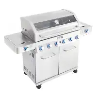 Monument Grills Monument Grills 6-Burner Propane 96000 BTU Gas Grill Stainless with Side Burner,Smoker Box