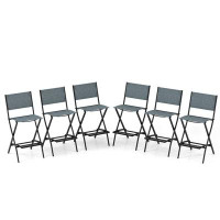 Latitude Run® Latitude Run® Set Of 6 Outdoor Bar Chair Folding Bar Height Stool With Metal Frame Blue