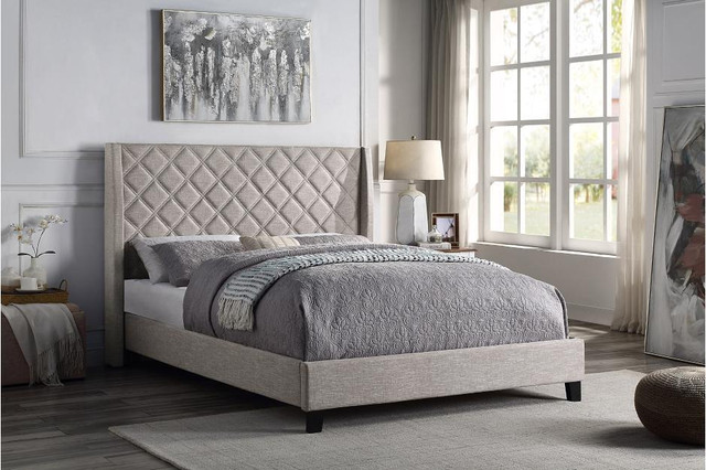 Queen Bed in Beige color on Sale !! in Beds & Mattresses in Chatham-Kent