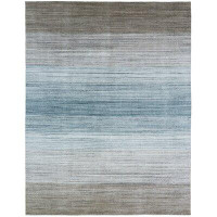Highland Dunes Madeley Ombre Handwoven Wool/Silk Brown/Blue Area Rug