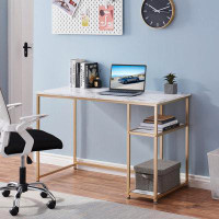 Mercer41 Computer Desk With Shelves, Office Desk For Living Room,Small Desk With Storage