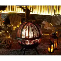 Wade Logan Begie 35" H Sphere Wood Burning Outdoor Fire Pit with Grill