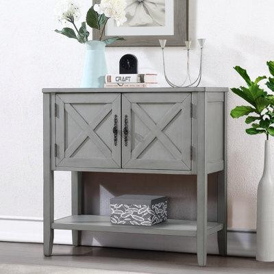 Rosalind Wheeler Farmhouse Wood Buffet Sideboard Console Table with Bottom Shelf and -Door Sideboard in Other Tables