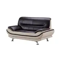 Brayden Studio Faux Leather Upholstered Wooden Loveseat With Pillow Top Armrest