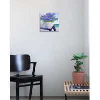 Buy Art For Less 'Irises on a Table by the Sea' by Brendan Loughlin Print of Painting on Wrapped Canvas