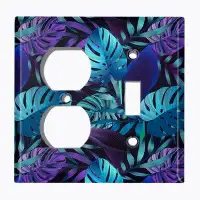 WorldAcc Metal Light Switch Plate Outlet Cover (Jungle Leaves - Single Duplex Single Toggle)