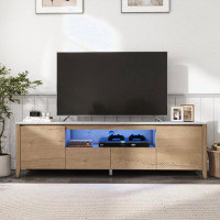 red chair Modern TV stand with LED Lights and Storage