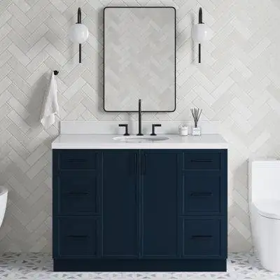 Ariel Bath ARIEL Kelly 49 Single Sink Bathroom Vanity with Pure White Quartz Top
