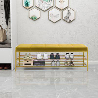 Everly Quinn Shoe Storage Bench With 2 Shelves