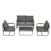 Ebern Designs 4-Piece Outdoor Patio Furniture Sets, Patio Conversation Set With Removable Seating Cushion, Patio Sofa