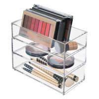 mDesign mDesign Plastic Cosmetic Storage Drawer Organizer Bin - 3 Pack, Clear