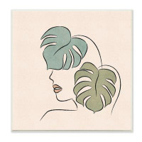 Stupell Industries Abstract Woman Face Monstera Plant Leaf Doodle Wall Plaque Art By JJ Design House LLC