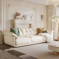 MABOLUS 98.43" White 100% Polyester Modular Sofa cushion couch