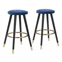 Mercer41 Cavalier Glam Counter Stool In Black Wood And Green Velvet With Gold Accent By Lumisource - Set Of 2