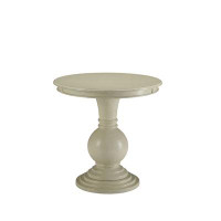 ZeaZu 26" X 26" X 26" Antique White Wood Veneer Side Table