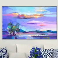Made in Canada - Ebern Designs 'Purple Skies' Acrylic Painting Print Print on Wrapped Canvas