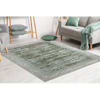 Bungalow Rose Davide Abstract Machine Woven Polyester/Polypropylene Area Rug in Green