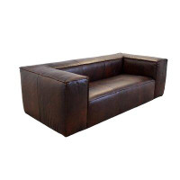 17 Stories Albrey 97" Genuine Leather Square Arm Sofa
