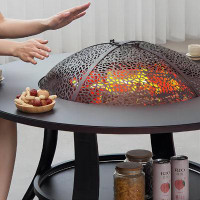 Latitude Run® Cast Iron Wood Burning Outdoor Fire Pit Table,4-Iron stool