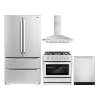 Cosmo 4 Piece Kitchen Package with French Door Refrigerator & 35.5" Freestanding Dual Fuel Range