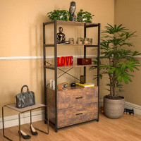17 Stories Industrial Bookcase With File Cabinet Drawers